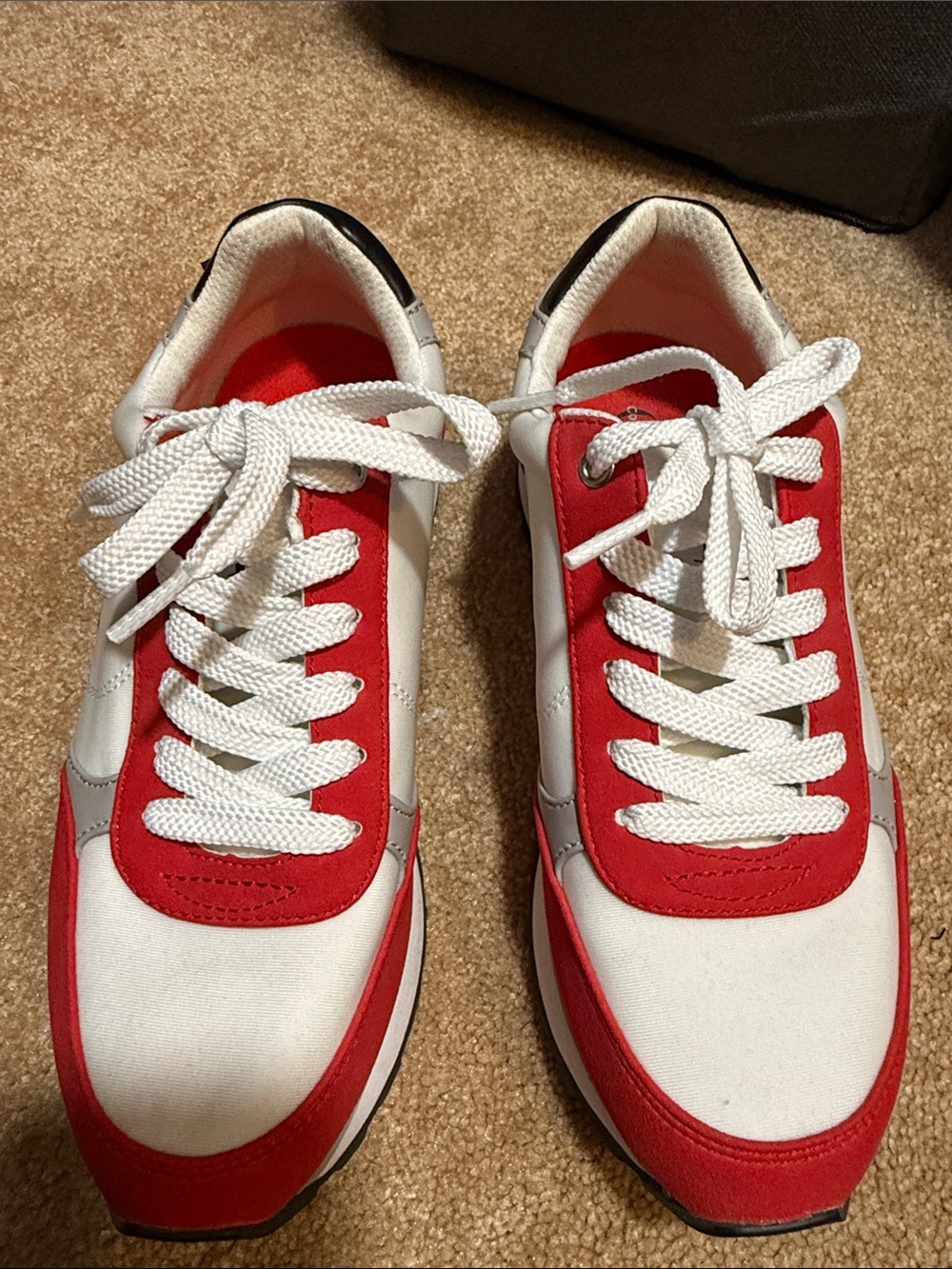 Classic Women's Red and White Lace-Up Sneakers
